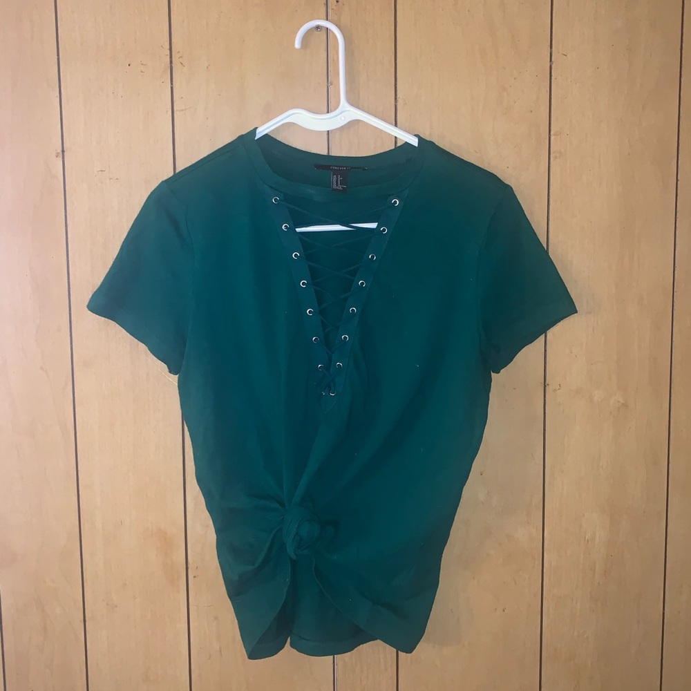 F21 Lace Up Tie Tshirt